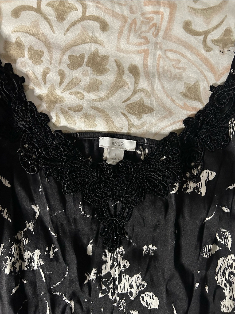 Apt. 9 Black Floral Lace-Trim Cami - Picture 5 of 6
